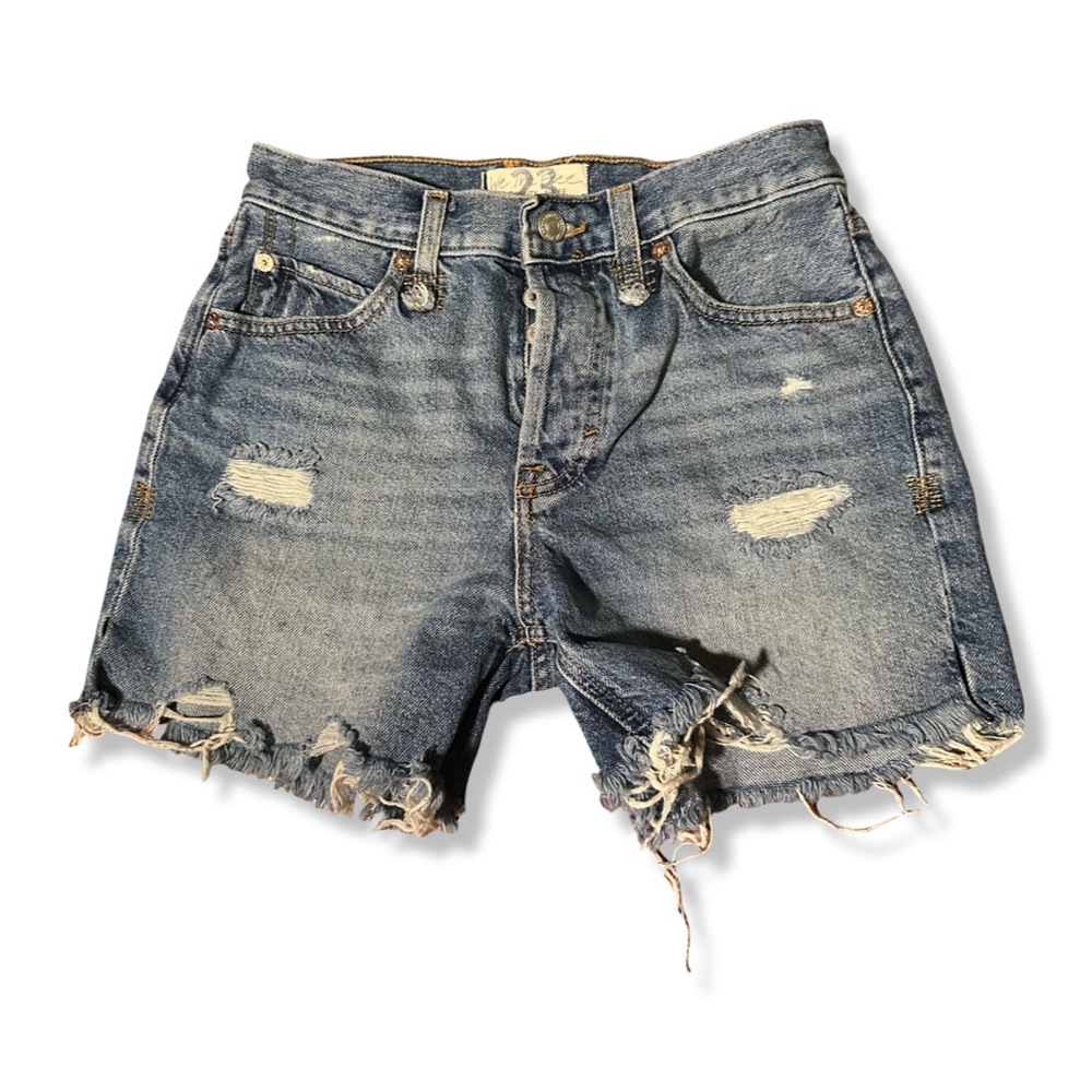 We The Free Blue Distressed Jean Shorts